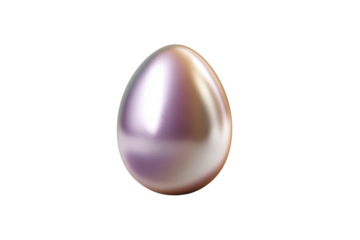 Pearlescent Egg Shape Object with Iridescent Sheen on Black Background metallic, Png, Isolated on Transparent Background, Cut Out