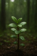 euphorbia plant in forest during rain
