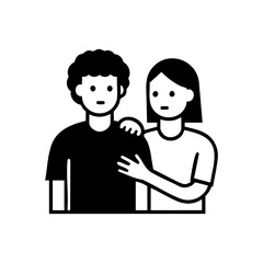 A supportive person comforting a friend with a hand on the shoulder, symbolizing empathy, care, and emotional support.