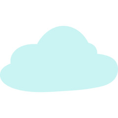 Pale Blue Cartoon Cloud Shape on Transparent Background Simple Minimalist Weather Icon