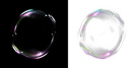 Colorful soap bubble illustration with transparent features, showcasing vibrant reflections and highlights, ideal for creative design projects and artistic backgrounds