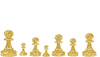 Golden Glitter Chess Pawns Line