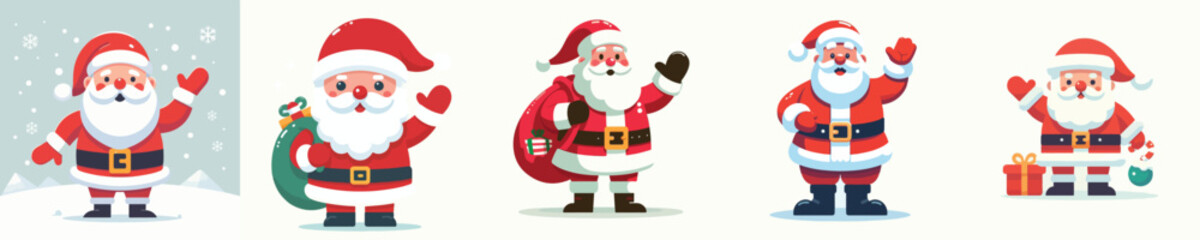 Full body of Santa Claus waved with a friendly smile