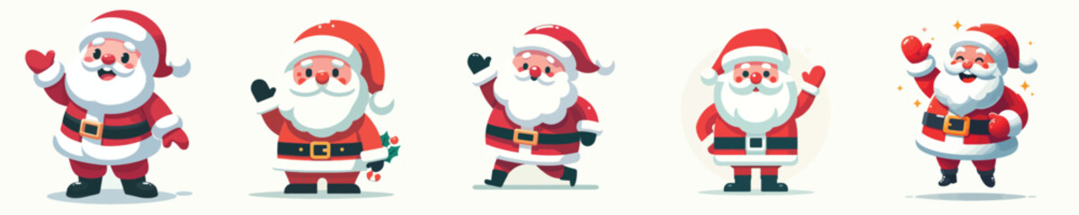 Full body of Santa Claus waved with a friendly smile