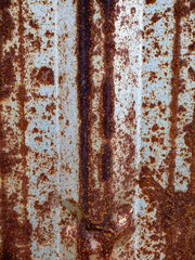 Old Weathered Zinc Roofing Panel with Brown Oxidation Stains