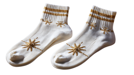 Cozy Stride: Pair of Embroidered Socks, Featuring Delicate Embroidery, invites warmth, comfort, and a touch of artisanal charm to your feet.