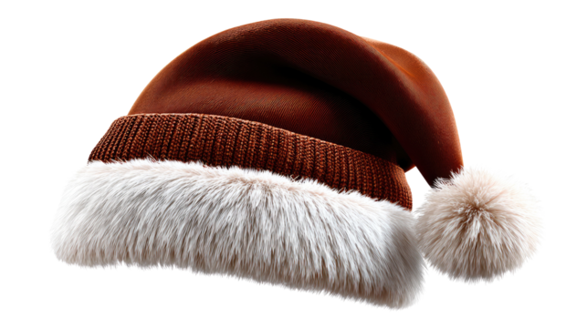 Holiday Hat: A soft, brown holiday hat with a fluffy white trim, complete with a classic pom-pom and perfect for adding festive cheer to seasonal imagery.