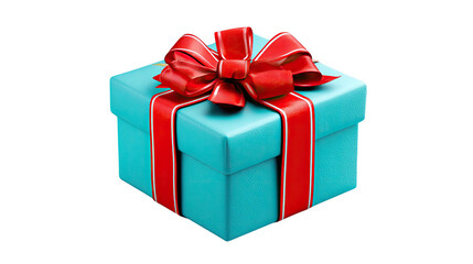 Obraz premium A Gift of Joy: A vibrant present, tied with a lovely red ribbon and bright blue box, is the perfect symbol of giving and generosity.