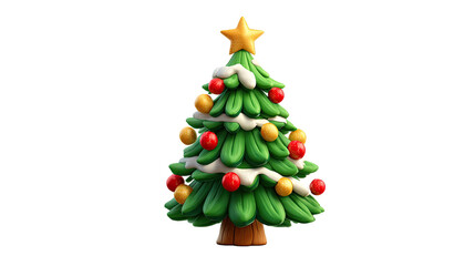 Fototapeta premium Festive cheer: A charming Christmas tree decorated with ornaments and a star on top, celebrating the holiday spirit.