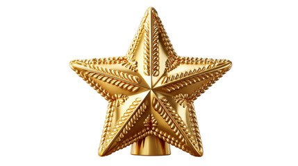 Golden Star: A meticulously crafted, radiant golden star, meticulously captured in a close-up shot, embodies elegance and festive charm, casting a radiant glow.