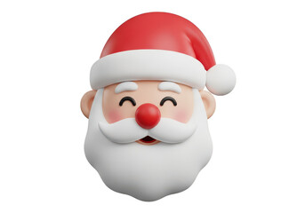 Cute cartoon santa claus face isolated on transparent background