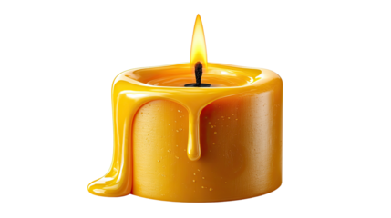 Illuminating Moments: A candle flickers with a warm, inviting glow, its wax cascading down in an artistic display of light and shadow, capturing the essence of tranquility and warmth.