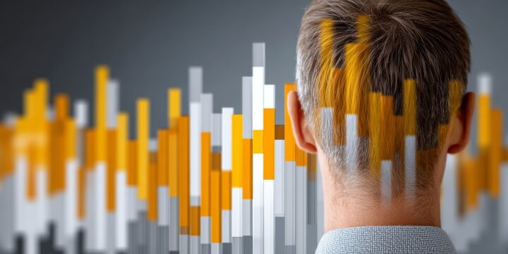 Financial Strategist Analyzing Market Trends with Visual Investment Predictions and Stock Insights