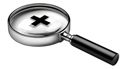 Magnifying the Cross: A magnifying glass meticulously focuses on a prominent cross symbol, representing precision, clarity, and the power of close examination.