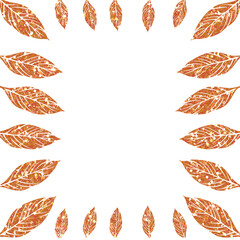 Vibrant Orange Glitter Leaves Border Frame with Copy Space