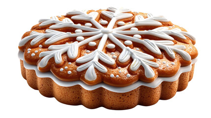 Festive Snowflake Cake: A beautifully crafted gingerbread cake, adorned with delicate snowflake icing, embodies the essence of the winter holidays.