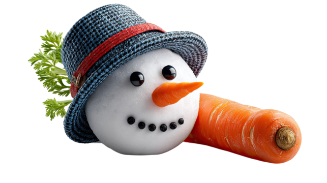 Smiling Snowman's Festive Delight: An adorable snowman wears a top hat, a carrot nose, and charming smile. It radiates holiday cheer with its simple, yet festive design.