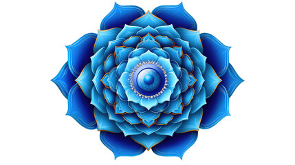 Spiritual Harmony: A serene, symmetrical design of a blue lotus, a symbol of purity, enlightenment, and spiritual awakening. It's a visual metaphor of the inner peace and transformation.