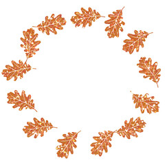 Orange Glitter Oak Leaves Wreath Frame