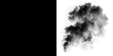 Black smoke overlay illustration with soft edges, creating a dramatic effect for design projects, featuring a blend of dark and light tones, ideal for artistic compositions