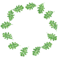 Green Glitter Oak Leaves Wreath Frame