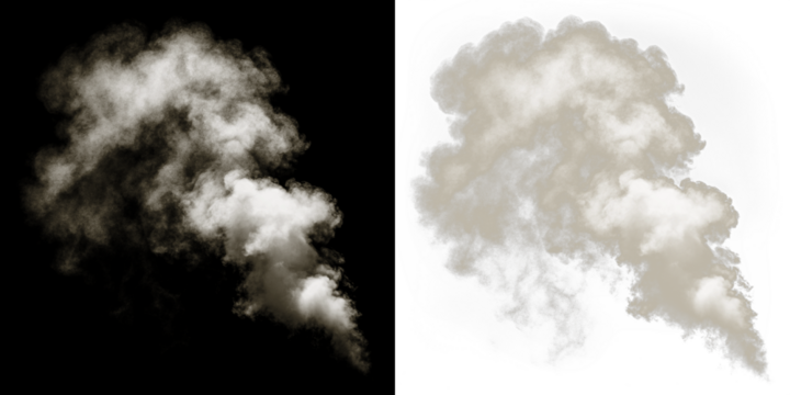 Smoke overlay illustration featuring soft, billowing clouds in contrasting colors, ideal for creative projects, backgrounds, and visual effects, enhancing artistic expression and design versatility