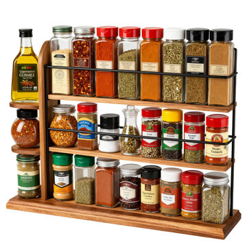 Spice Rack with Assorted Spices transparent background