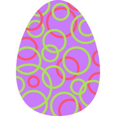 Purple Easter Egg Decorated With Intersecting Red And Green Rings On A Transparent Background