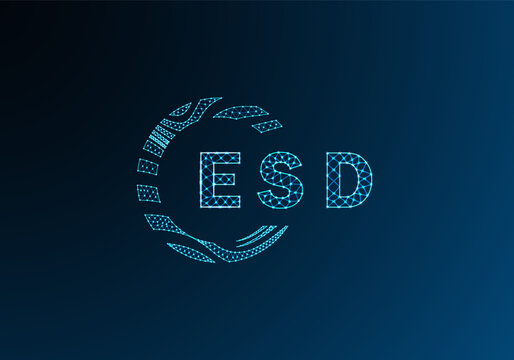 ESD low poly letter logo vector design. ESD lower poly logo design. ESD unique low poly logo design.