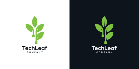 Creative Tree digital technology logo design, leaf logo design with modern style template, symbol, icon, vector, creative idea.
