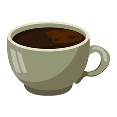 Pixel Art Coffee Cup Full Of Dark Coffee With Subtle Bubbles On Surface Isolated On Transparent Background Minimalist Style