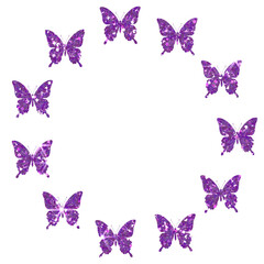 Purple Glitter Butterflies Circular Wreath Frame