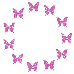 Pink Glitter Butterflies Circular Wreath Frame