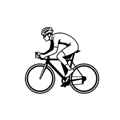 Obraz premium Dynamic Cyclist Black and White Line Art Illustration generatove ai 