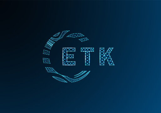 ETK low poly letter logo vector design. ETK lower poly logo design. ETK unique low poly logo design.