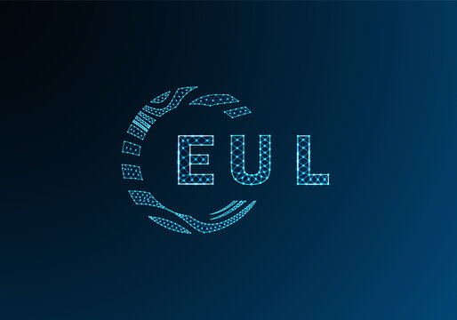 EUL low poly letter logo vector design. EUL lower poly logo design. EUL unique low poly logo design.