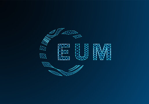 EUM low poly letter logo vector design. EUM lower poly logo design. EUM unique low poly logo design.