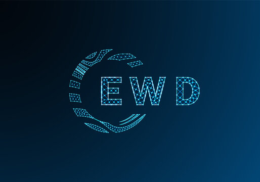 EWD low poly letter logo vector design. EWD lower poly logo design. EWD unique low poly logo design.