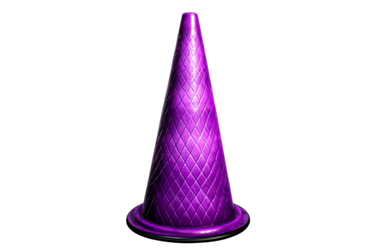Textured purple traffic cone with diamond pattern