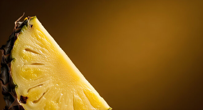 Ultra close-up of sliced pineapple with vivid texture and tropical tones.