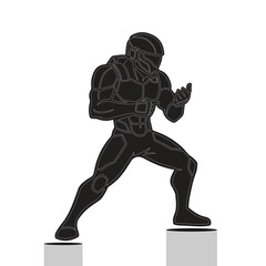 Dynamic scifi character illustration. Futuristic soldier or superhero in an action pose. Ideal for gaming, technology, or comic book themes.