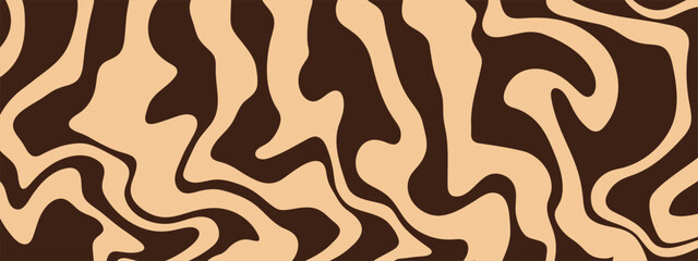 Brown swirl pattern with chocolate cream texture and flowing wave vector bg. Abstract coffee background shows candy melt effect for sweet marble art design.
