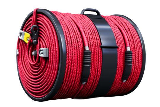 Heavy Duty Red Wire Rope Coil on Reel