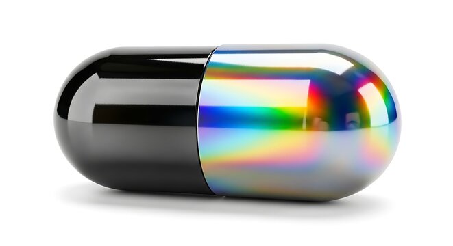 Metallic capsule isolated on white background for medical use