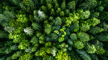 Fototapeta premium Aerial View of a Lush Green Forest Canopy