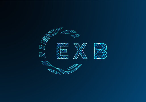 EXB low poly letter logo vector design. EXB lower poly logo design. EXB unique low poly logo design.