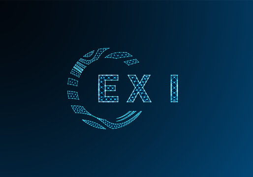 EXI low poly letter logo vector design. EXI lower poly logo design. EXI unique low poly logo design.