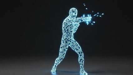 Digital Boxer Boxing Animation 3D Rendering Human Technology Character Design Sci Fi Futuristic Motion Graphics Light - Powered by Adobe