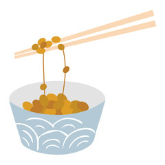 納豆イラスト手描きのかんたんシンプルな食品_輪郭なし