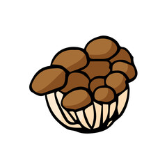 しめじイラスト手描きのかんたんシンプルな食品_輪郭あり